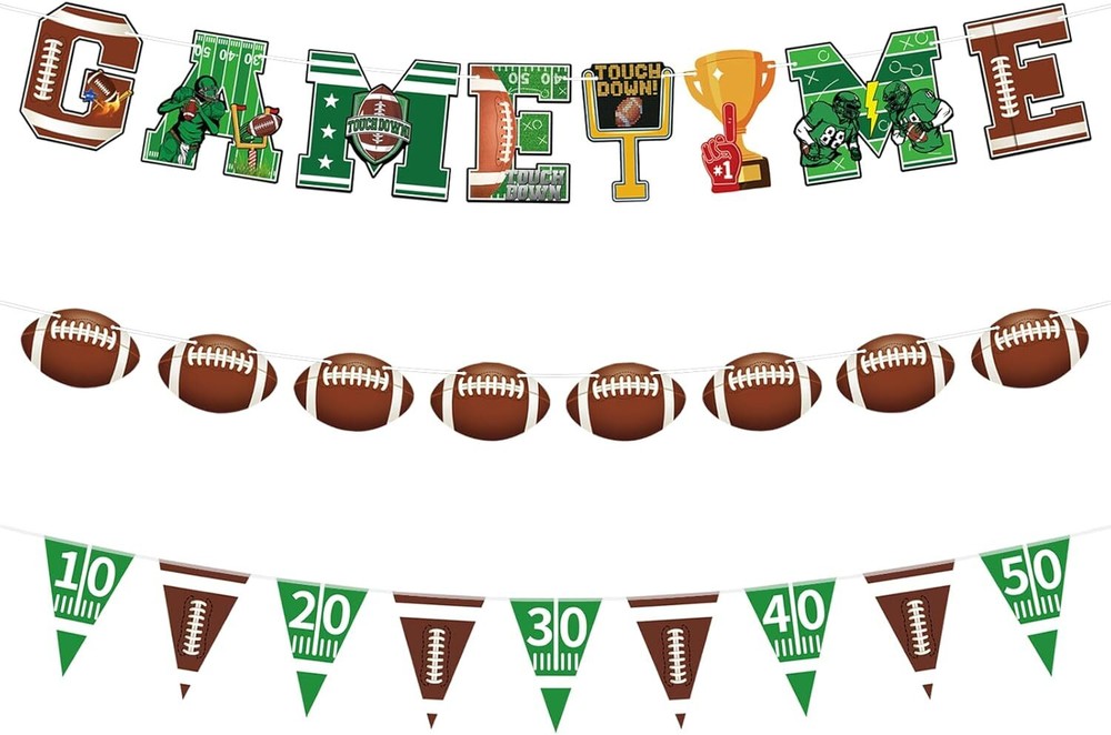 Game Time Football Banner Superbowl Party Decorations