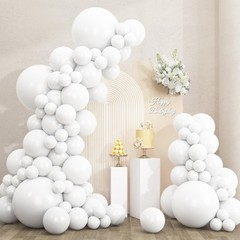 RUBFAC 135pcs White Balloons Different Sizes 18 12 10 5 Inch for Garland Arch
