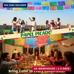 FUTUREPLUSX 1 Pack 18 Ft Papel Picado Banner Cinco De Mayo Decoration, Fiesta Pa