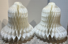 VINTAGE CREPE PAPER Westminster BELLS WHITE 7.75″ x 3.75″ 2 Bells EUC
