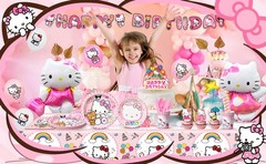 124 Pcs Hello Kitty Party Decorations Tableware Set Balloons Banners Plates