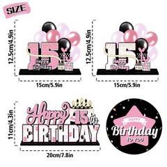 Happy 15th Birthday Pink Acrylic Table Topper Centerpieces Set 15 Years Old
