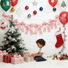 Satin Bow Garland Banner Pink Ribbon Bows for Baby Shower Birthday Party Decor