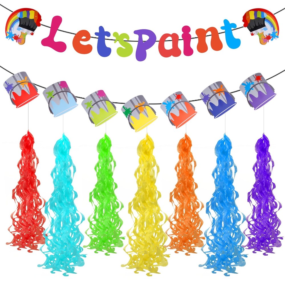 Art Party Decorations Kit Let’s Paint Splatter Party Supplies Include Rainbow…