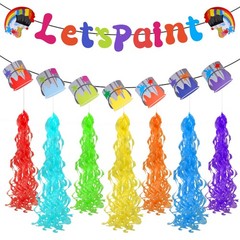 Art Party Decorations Kit Let’s Paint Splatter Party Supplies Include Rainbow…