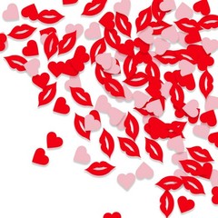 200 PCS Pink Red Heart Lips Circle Love Confetti Valentines Day Table Decor