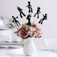 12 PCS Black Glitter 70S Disco Centerpiece Sticks Disco Dancing Table Flower Cen