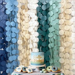 205 Ft Sage Green Dusty Blue Khaki Beige Circle Dot Backdrop Garland Tissue P…