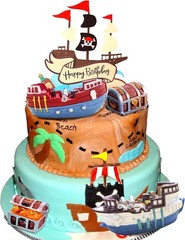 Pirate Ship Cake Topper Nautical Sailboat Model Decoration Set Gold Coins and…