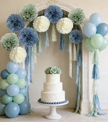 Sage-Green Dusty Blue Ivory Party-Decorations – 10-Pack Blue Green Boho Tissue P