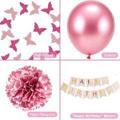 40pcs Pink Gold Birthday Party Decorations,Gifts for Women or Girls, Happy Bi…