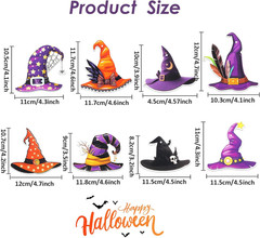 8Pcs Halloween Paper Party Decorations,Witch Hat Hanging Ornaments for Tree Pend