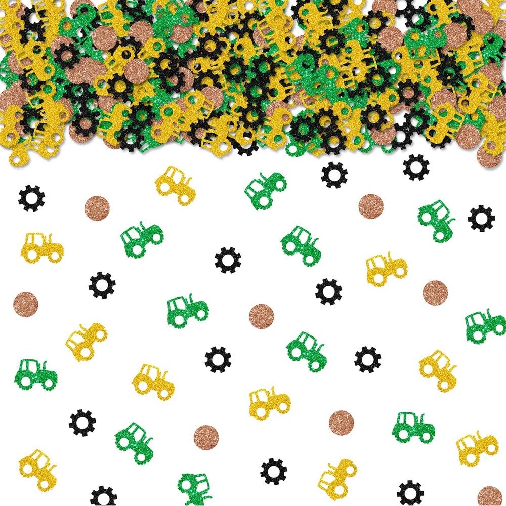 100 PCS Tractor Confetti Green Glitter Farm Themed Baby Shower Scatters
