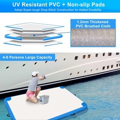 Inflatable Floating Dock, 8 ft x 6 ft Platform with Air Pump & Carry Bag 6 Inch