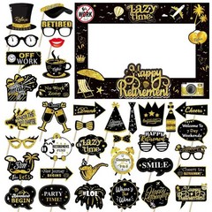 Retirement Party Photo Booth Props Kit – 37pcs Photo Props 1 Frame Glitter Re…