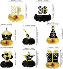 8 Pieces 30Th Birthday Decorations Honeycomb Centerpieces, Cheers to 30 Years Ho