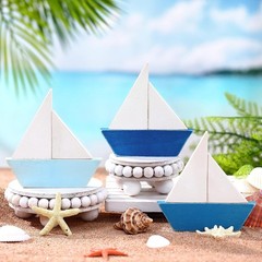 Charming 3-Pc Wooden Boat Decor – Summer Coastal Centerpieces for Any Room
