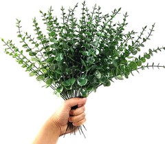 TIHOOD 25pcs Eucalyptus Stems Faux Greenery Artificial Green
