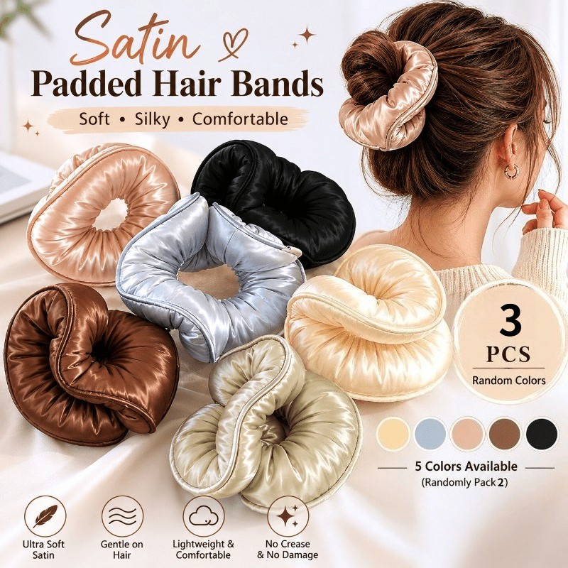 Set of 3 soft satin headbands in random colors