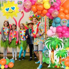 165Pcs Summer Aloha Tropical Balloon Arch Garland Kit, Hot Pink Green Orange …