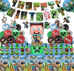 Pixel Birthday Party Decorations, Party Supplies Set Including Balloons