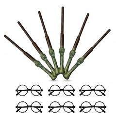 6 Pack Wizard Wands with 6 Round Wizard Glasses – Plastic Costume for -Themed…