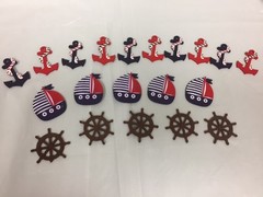 Charmed Little Sailor wooden decorating Anchor, wheel, and boat mix 20 pieces