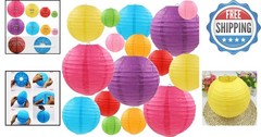Colorful 16-Piece Paper Lantern Set – Perfect for Weddings and Celebrations