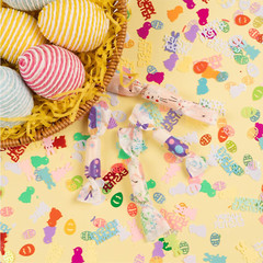 1500 PCS Easter Confetti Rabbit Egg Chicken Shape Glitter Metallic Foil Table Sc
