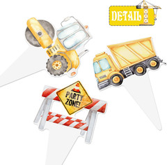 48Pcs Construction Cupcake Toppers Construction Birthday Party Dump Truck Theme