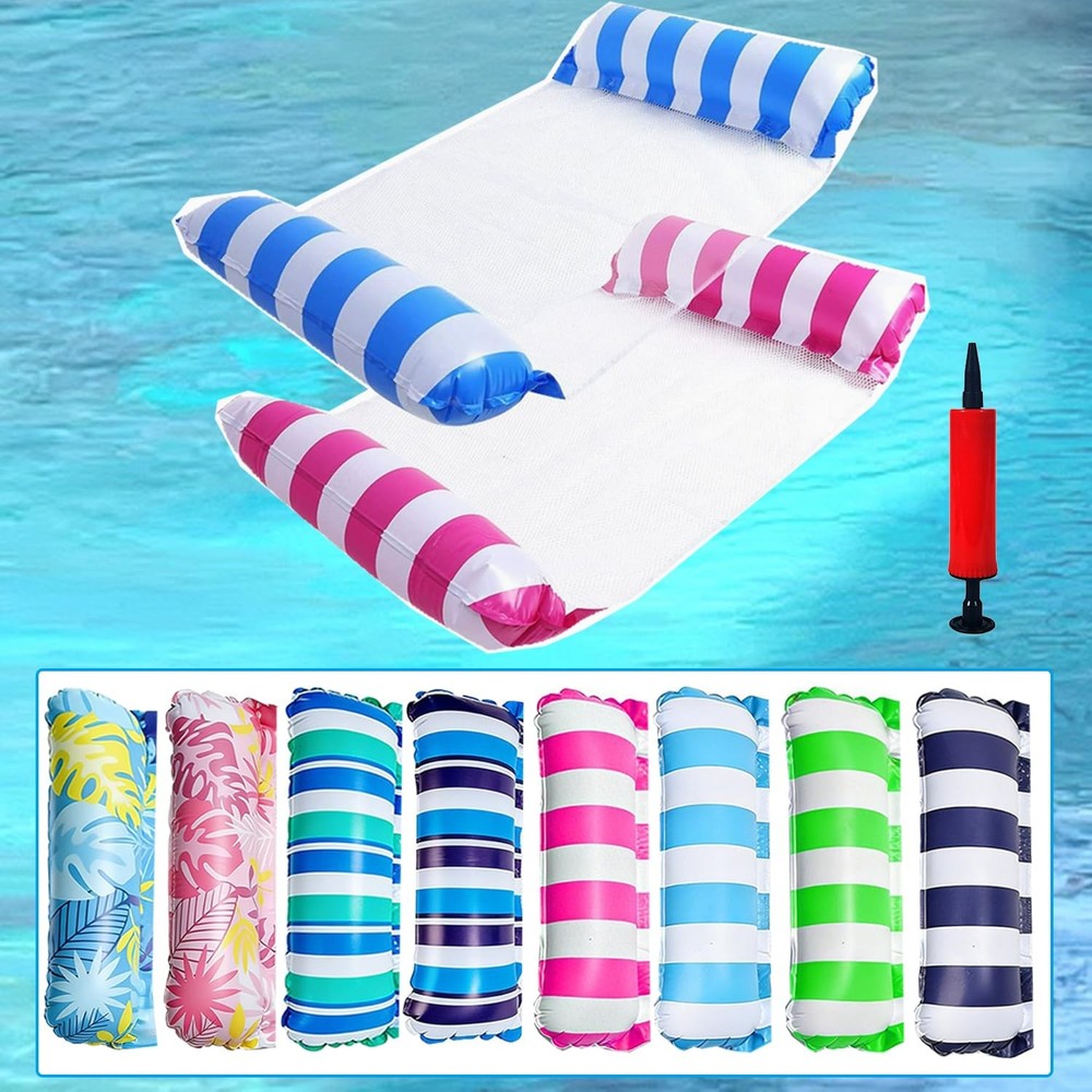 2 Pack Inflatable Pool Hammock Floats with Air Pump, Thick Water Pool Floats …