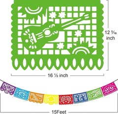 Vibrant 6PCS Papel Picado Party Banners for Dia de Los Muertos and Cinco de Mayo