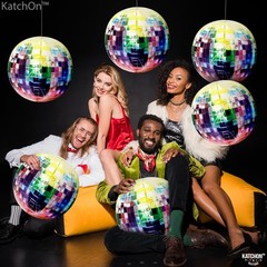 Katchon Big Multicolor Disco Ball Balloons – 22 Inch, Pack Of 6 | Neon