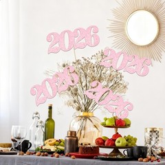 Pink Glitter 2026 Number Centerpiece Sticks Class Of 2026 Table Toppers 12 PCS