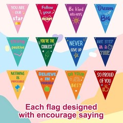 36 Pcs Classroom Rainbow Pennant Banner Inspirational Felt Positive Affirmati…