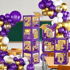 Graduation Decorations Class of 2026, Purple and Gold Graduation Decorations