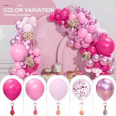 Kit de arco de guirnalda de globos rosas de diferentes tamaños, rosa fucsia.