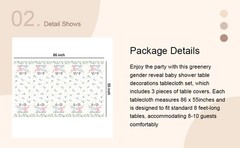 Gender Reveal Decorations Tablecloth, 3 Pack Disposable Greenery Baby Clothes