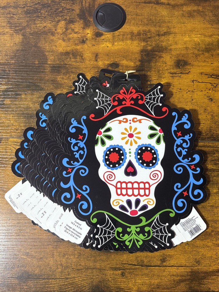 Black & Bone Sugar Skull Day Dead Halloween Party Decoration Cutout Lot Of 17