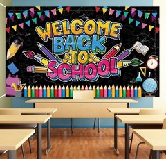 Welcome Back to School Banner, Multicolored, 72 X 43 Inch, Back to School Decora
