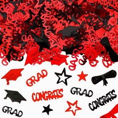 2026 Black Red Party Table Confetti Graduation Theme Class of 2026