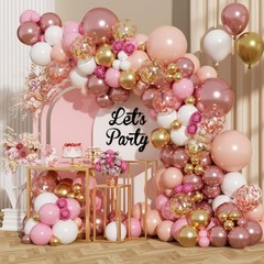 Rose Gold Balloon Arch Kit 164 Pcs Pastel Pink Gold White Garland for Parties