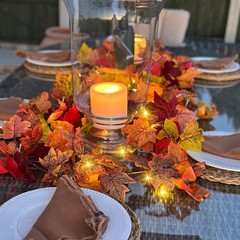 3 Pack Fall Leaf Garland with Lights, Total 17.7 Ft String Lights Fall Vines …