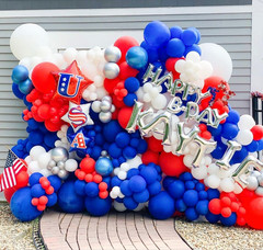 130Pcs Red White Blue Balloons Different Sizes 18″ 12″ 10″ 5″ Party Latex Balloo