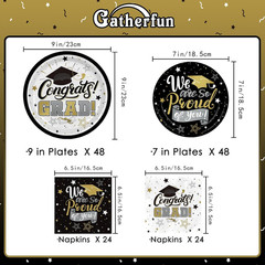Graduation Decorations 2026 Black and Gold Grad Party Supplies with Disposable