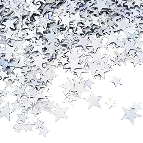 60 Grams Glitter Silver Star Sequins and Spangles Metallic Glitter Foil Confe…