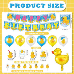Leitee 57 Pcs Blue Duck Birthday Decorations Balloons Party Happy Birthday Banne