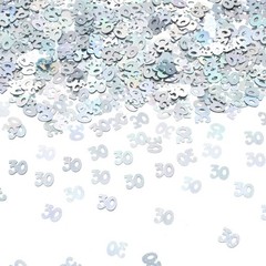 Number 30 Metallic Foil Confetti 30th Anniversary Birthday Iridescent