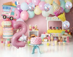 2nd Birthday Decor, Ice Cream Balloons & Cone Hat to Celebrate Your Special Girl