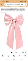 Large Pink Bow for Decorations Big Pink Ribbon Bows Banner Décor Large Bow Wall